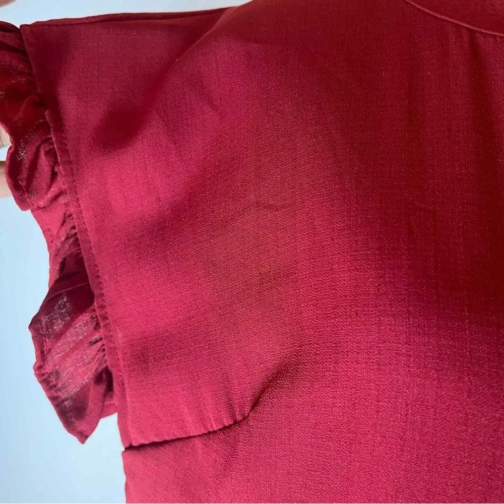 Miholl Burgundy Color A -Line Ruffle Dress Size Small - Picture 12 of 12